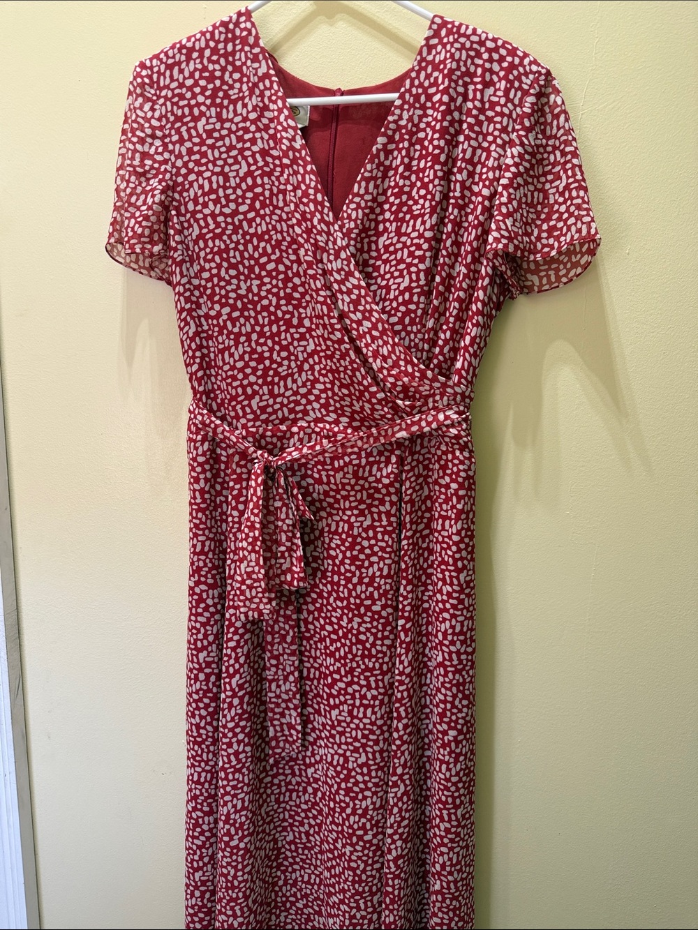 Talbots Red Printed Wrap Silk Maxi Dress
